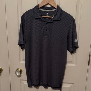 Adidas Men's Polo Shirt - Dark Gray Stripes